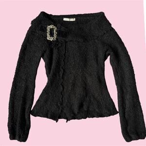 Vintage Zone Bleue Black long sleeve sweater with buckle detail